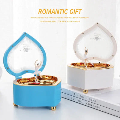 Romantic heart-shaped Music box Spin dancing ballet little girl Child Valentine's Day Birthday present