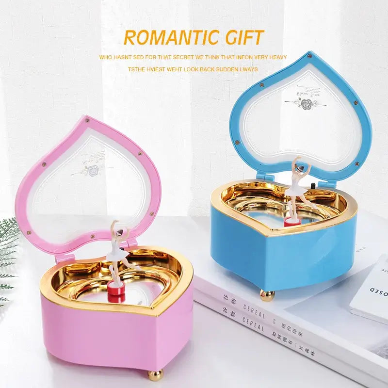 Romantic heart-shaped Music box Spin dancing ballet little girl Child Valentine's Day Birthday present