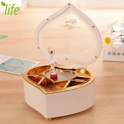 Classical For Elise Heart Music Box Birthday Gift Plastic Jewel Case Hand Cranked Dancing Ballet Girl Ballerina Musical Boxes