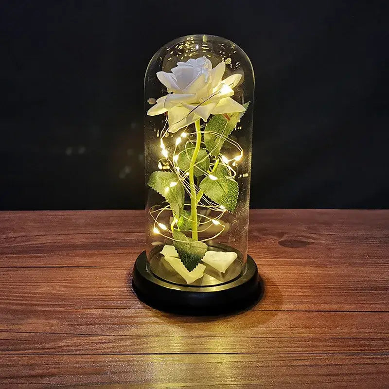 Valentines Day Gift for Girlfriend Eternal Rose LED Light Foil Flower In Cover Mothers Day Wedding favors Bridesmaid Gift