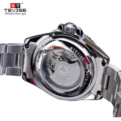 TEVISE Black Bezel Silver Stainlsee Steel Calendar Dispaly 2020 Luxury Brand Automatci Mechanical Wrist Watches Top Brand Luxury