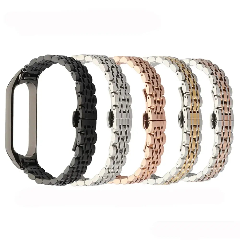 Silver Metal Mi band 7 6 Strap Bracelet for Xiaomi Mi Band 4 5 Miband Watchband with tool Luxury Metal Watch Band for Men Women