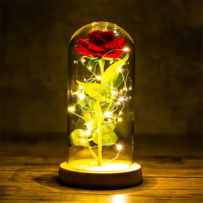 Valentines Day Gift for Girlfriend Eternal Rose LED Light Foil Flower In Cover Mothers Day Wedding favors Bridesmaid Gift