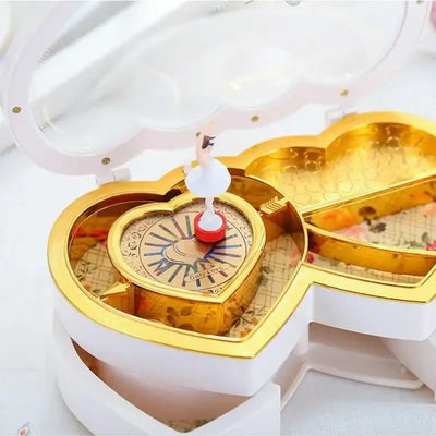 Classical For Elise Heart Music Box Birthday Gift Plastic Jewel Case Hand Cranked Dancing Ballet Girl Ballerina Musical Boxes