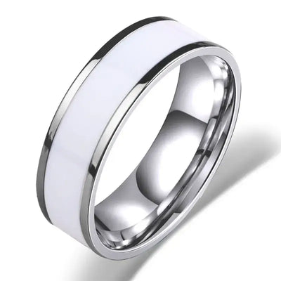 2020 Hot Fashion Lovers Sweetheart Jewelry Valentine Ring Ceramic 316L Stainless Steel Couple Simple  Female Male Memorial Gift