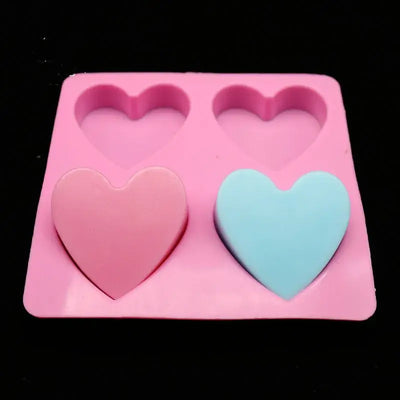 DIY 4 Holes Heart Shape Silicone Soap Molds For Handmake Baking Cooking Tools Molde Chocolate Kitchen Accessories