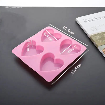 DIY 4 Holes Heart Shape Silicone Soap Molds For Handmake Baking Cooking Tools Molde Chocolate Kitchen Accessories