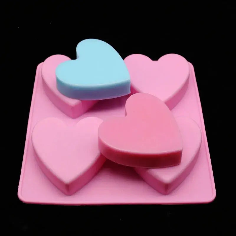 DIY 4 Holes Heart Shape Silicone Soap Molds For Handmake Baking Cooking Tools Molde Chocolate Kitchen Accessories