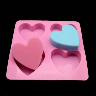 DIY 4 Holes Heart Shape Silicone Soap Molds For Handmake Baking Cooking Tools Molde Chocolate Kitchen Accessories