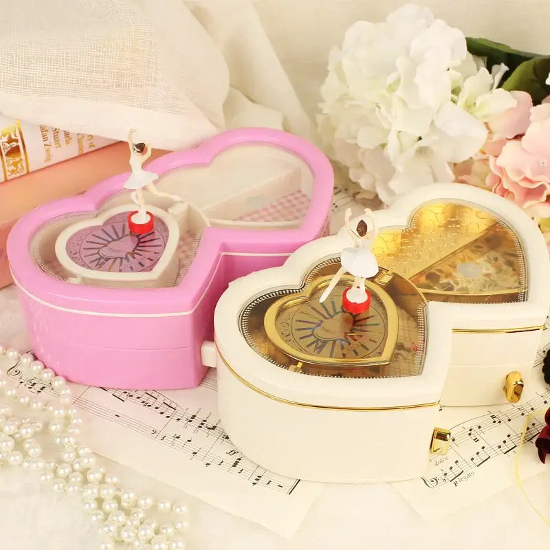 Classical For Elise Heart Music Box Birthday Gift Plastic Jewel Case Hand Cranked Dancing Ballet Girl Ballerina Musical Boxes