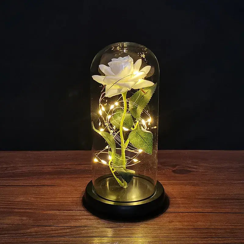 Valentines Day Gift for Girlfriend Eternal Rose LED Light Foil Flower In Cover Mothers Day Wedding favors Bridesmaid Gift