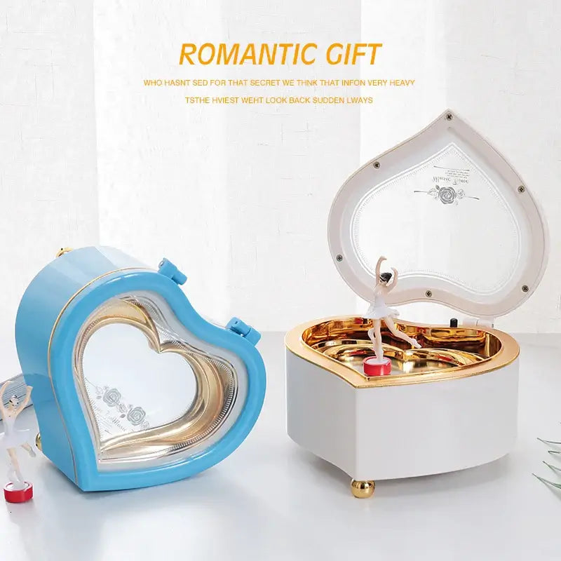 Romantic heart-shaped Music box Spin dancing ballet little girl Child Valentine's Day Birthday present