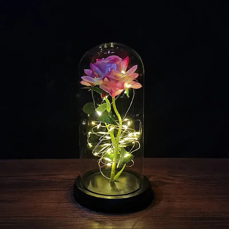 Valentines Day Gift for Girlfriend Eternal Rose LED Light Foil Flower In Cover Mothers Day Wedding favors Bridesmaid Gift