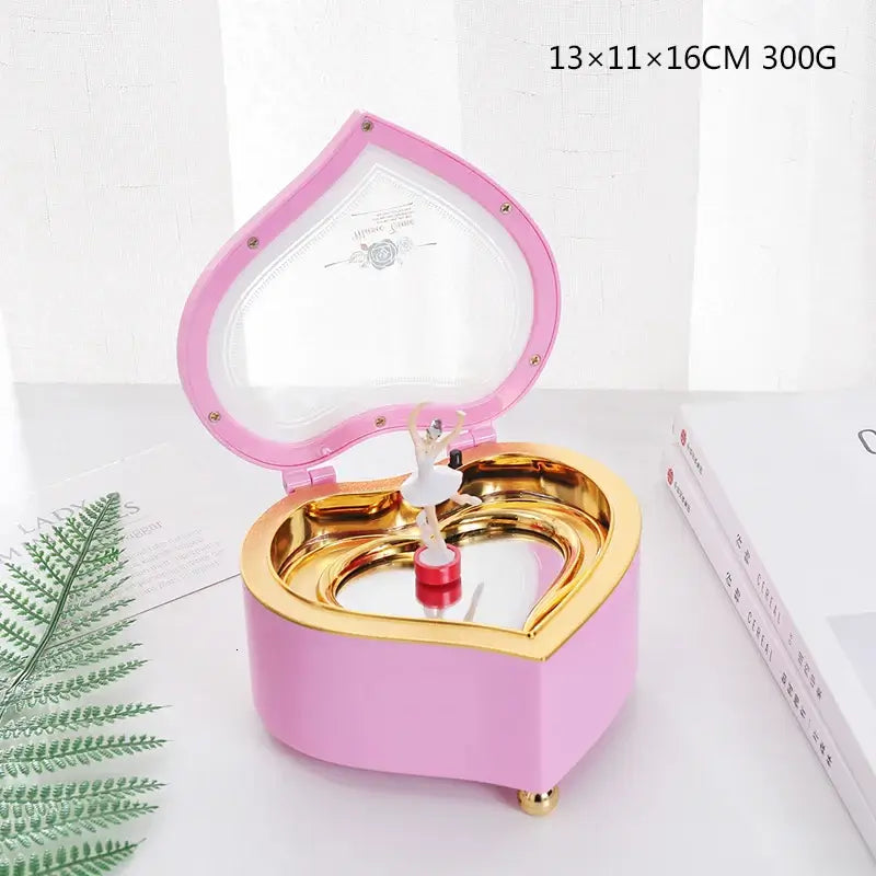 Romantic heart-shaped Music box Spin dancing ballet little girl Child Valentine's Day Birthday present