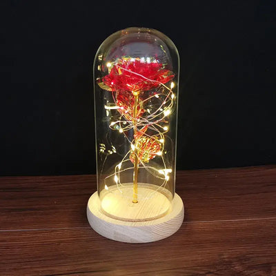 Valentines Day Gift for Girlfriend Eternal Rose LED Light Foil Flower In Cover Mothers Day Wedding favors Bridesmaid Gift