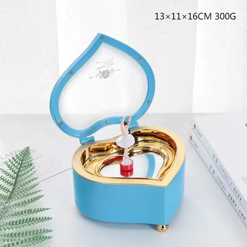 Romantic heart-shaped Music box Spin dancing ballet little girl Child Valentine's Day Birthday present