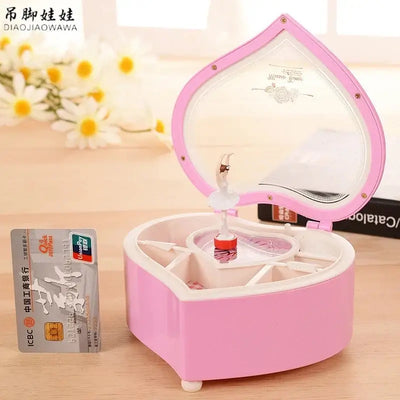 Classical For Elise Heart Music Box Birthday Gift Plastic Jewel Case Hand Cranked Dancing Ballet Girl Ballerina Musical Boxes