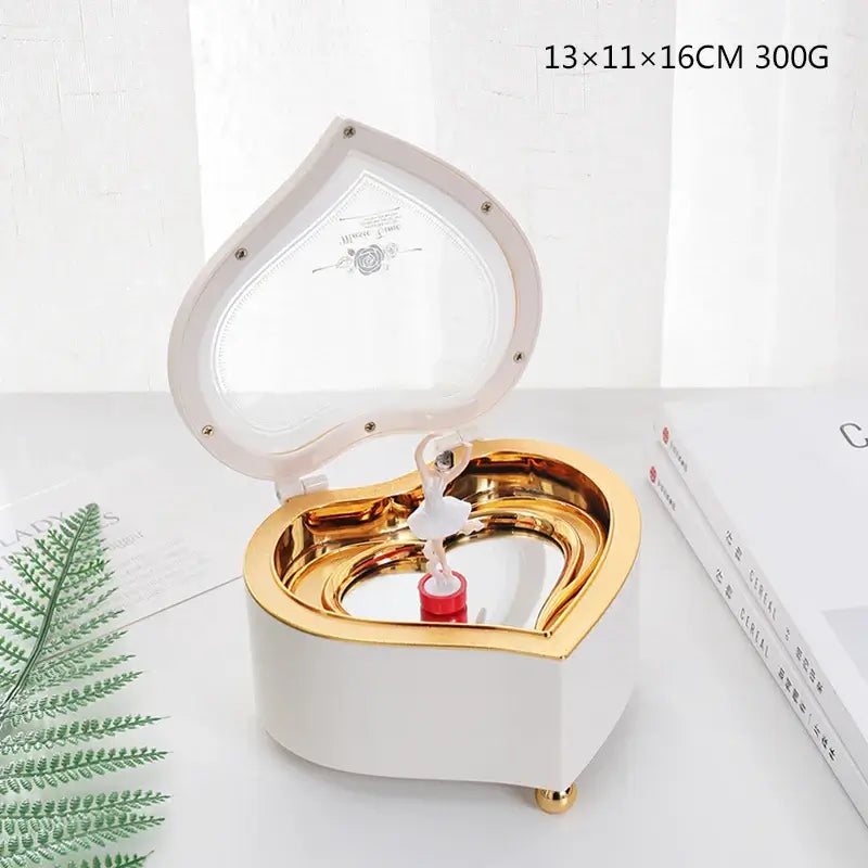 Romantic heart-shaped Music box Spin dancing ballet little girl Child Valentine's Day Birthday present