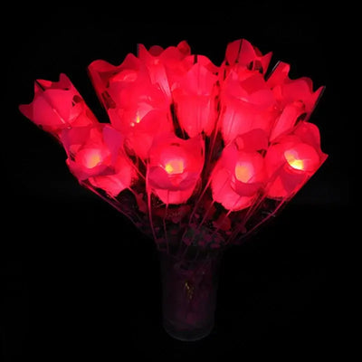 LED Light Up Rose Flower Glowing Valentines Day Wedding Decoration Fake Flowers Party Supplies Decorations Simulation Rose