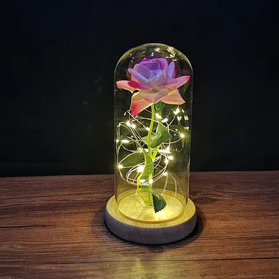 Valentines Day Gift for Girlfriend Eternal Rose LED Light Foil Flower In Cover Mothers Day Wedding favors Bridesmaid Gift