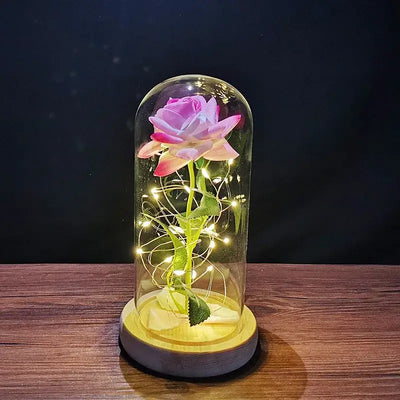 Valentines Day Gift for Girlfriend Eternal Rose LED Light Foil Flower In Cover Mothers Day Wedding favors Bridesmaid Gift