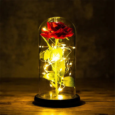 Valentines Day Gift for Girlfriend Eternal Rose LED Light Foil Flower In Cover Mothers Day Wedding favors Bridesmaid Gift