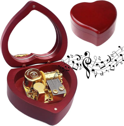 SOFTALK One Love Solid Wood Heart shaped Music Box Christmas Birthday Valentine's Day Gift