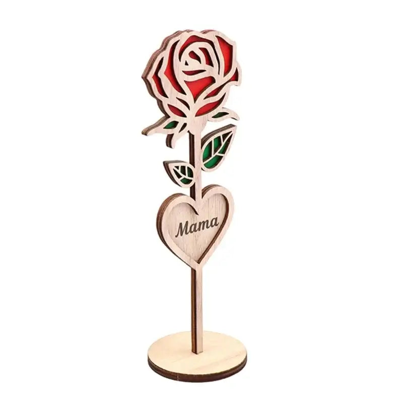 Artistic Wood Florals Decorations Lasers Cut Rose Shaped Ornament Lovely Flowers Figurine Special Mom Present Jewelry