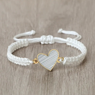 Mint Green/Military Green/White Heart Shaped Pendant Bracelet Adjustable Braided Bangles Summer Love Limited Jewelry for Couples