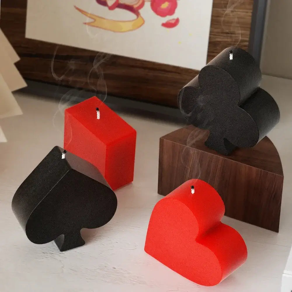 Easy Demold Poker Symbol Silicone Candle Moulds Diamond Soap Heart Gypsum Molds Club Resin Birthday Gifts Spade Chocolate Making