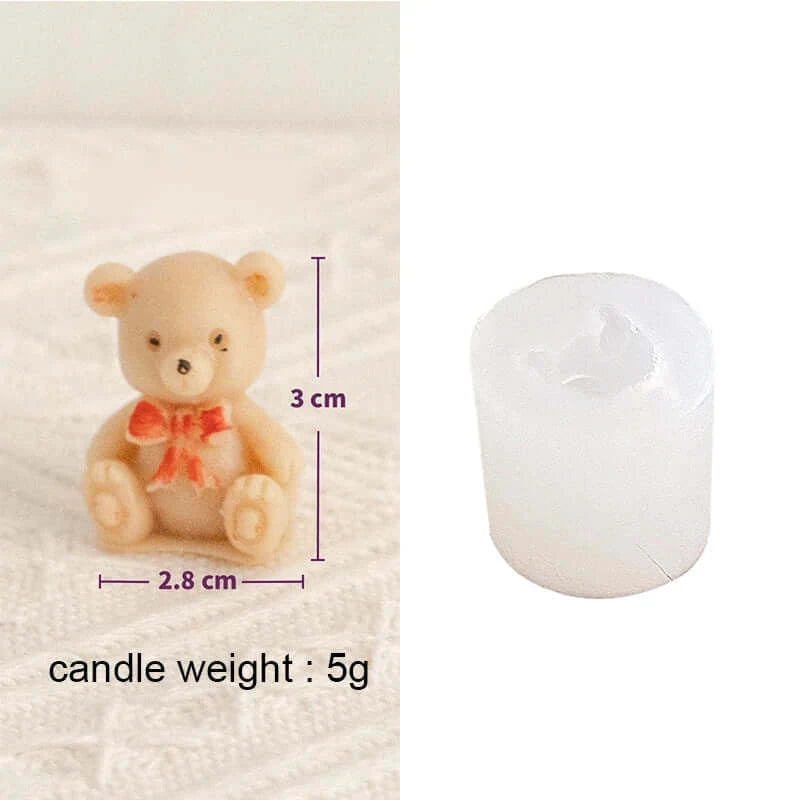 3D Teddy Silicone Candle Mold, Bow Tie, Heart, Mini Bear, Food Grade, Chocolate, Mousse, Cake Decor, Biscuit, Resin Soap Mould