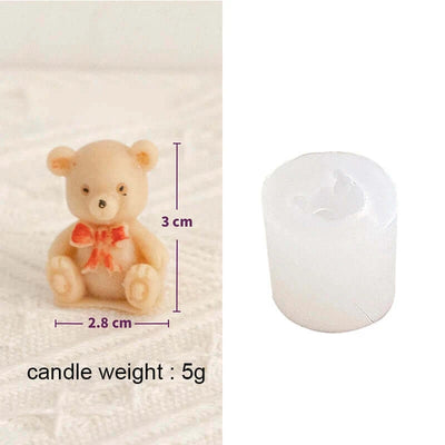 3D Teddy Silicone Candle Mold, Bow Tie, Heart, Mini Bear, Food Grade, Chocolate, Mousse, Cake Decor, Biscuit, Resin Soap Mould