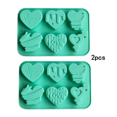 1/2pcs 6 Holes Love Silicone Candy Mold DIY Heart Shaped Candle Soap Mould Chocolate Pudding Jelly Cake Decoration Baking Tool