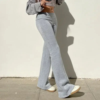 Casual Sexy Basic Solid Flare Pants Y2K Slim Low-Waisted Boot Cut Pants Women 2024 Autumn Spring Fashion Streetwear Lady