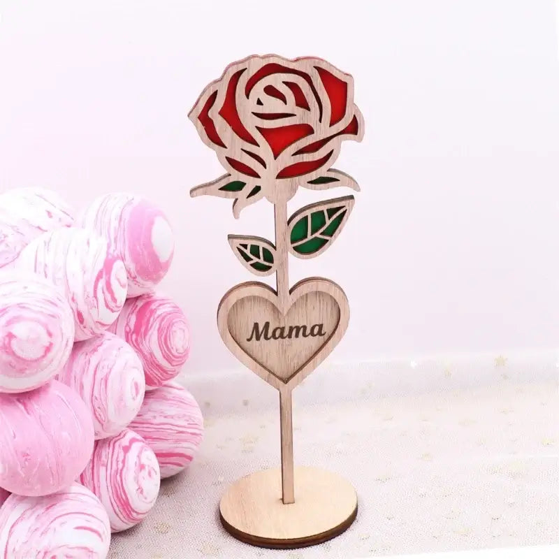 Artistic Wood Florals Decorations Lasers Cut Rose Shaped Ornament Lovely Flowers Figurine Special Mom Present Jewelry