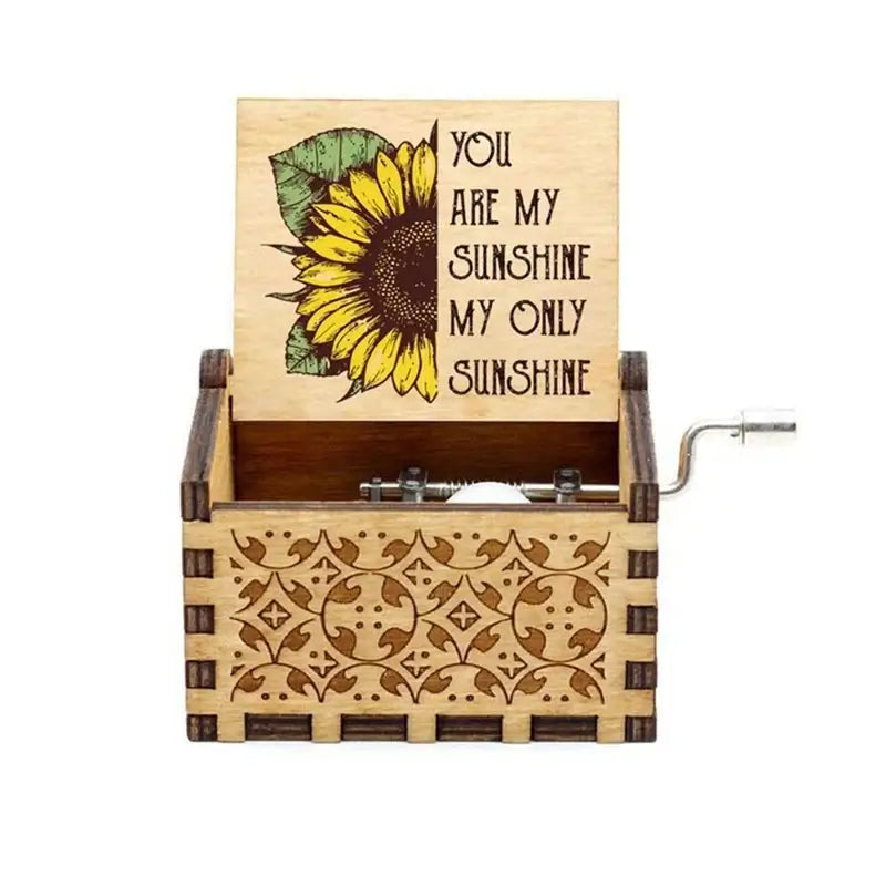 You Are My Sunshine Music Box, Color Printing Wooden Hand Crank Musical Box, Birthday Gift for Girlfriend, Children's Day Gift