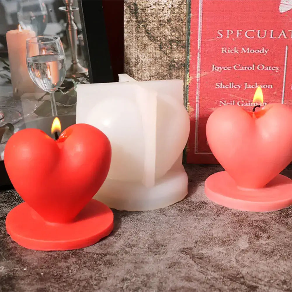 For fun 3D Love Candle Silicone Mold DIY Handmade Heart-shaped Soap Plaster Candle Making Mold Valentine's Day Gift Making Mold