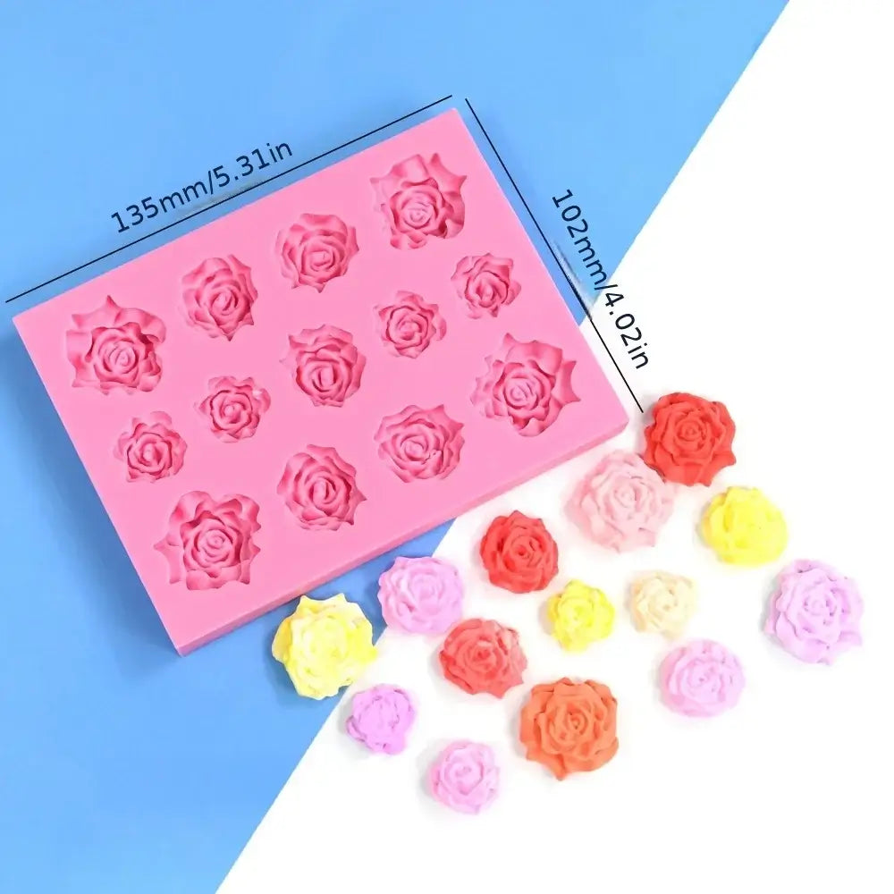 13 Holes Rose Flower Chocolate Making Tray Peony Candy Ice Cube Silicone Moulds Plant Valentine’s Day Gifts Scented Candle Molds