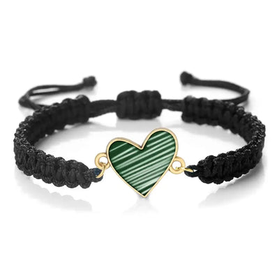 Mint Green/Military Green/White Heart Shaped Pendant Bracelet Adjustable Braided Bangles Summer Love Limited Jewelry for Couples