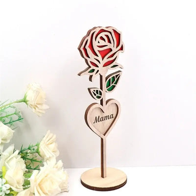 Artistic Wood Florals Decorations Lasers Cut Rose Shaped Ornament Lovely Flowers Figurine Special Mom Present Jewelry