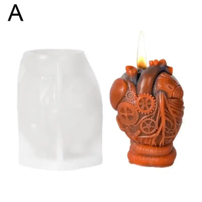 New Mechanical Heart Scented Candle Silicone Mold DIY Halloween Resin Skull Home Decor Mould Handmade Plaster Cement Orname L4H6