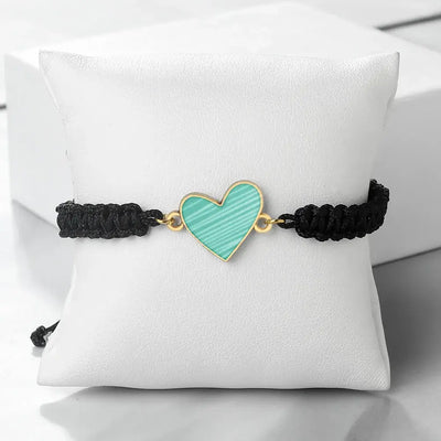 Mint Green/Military Green/White Heart Shaped Pendant Bracelet Adjustable Braided Bangles Summer Love Limited Jewelry for Couples