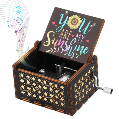 You Are My Sunshine Music Box, Color Printing Wooden Hand Crank Musical Box, Birthday Gift for Girlfriend, Children's Day Gift