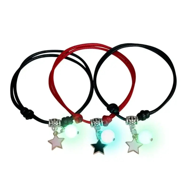 3 Pcs Couple Bracelets Love Star Moon Cat Luminous Bangles for Friendship E0BE