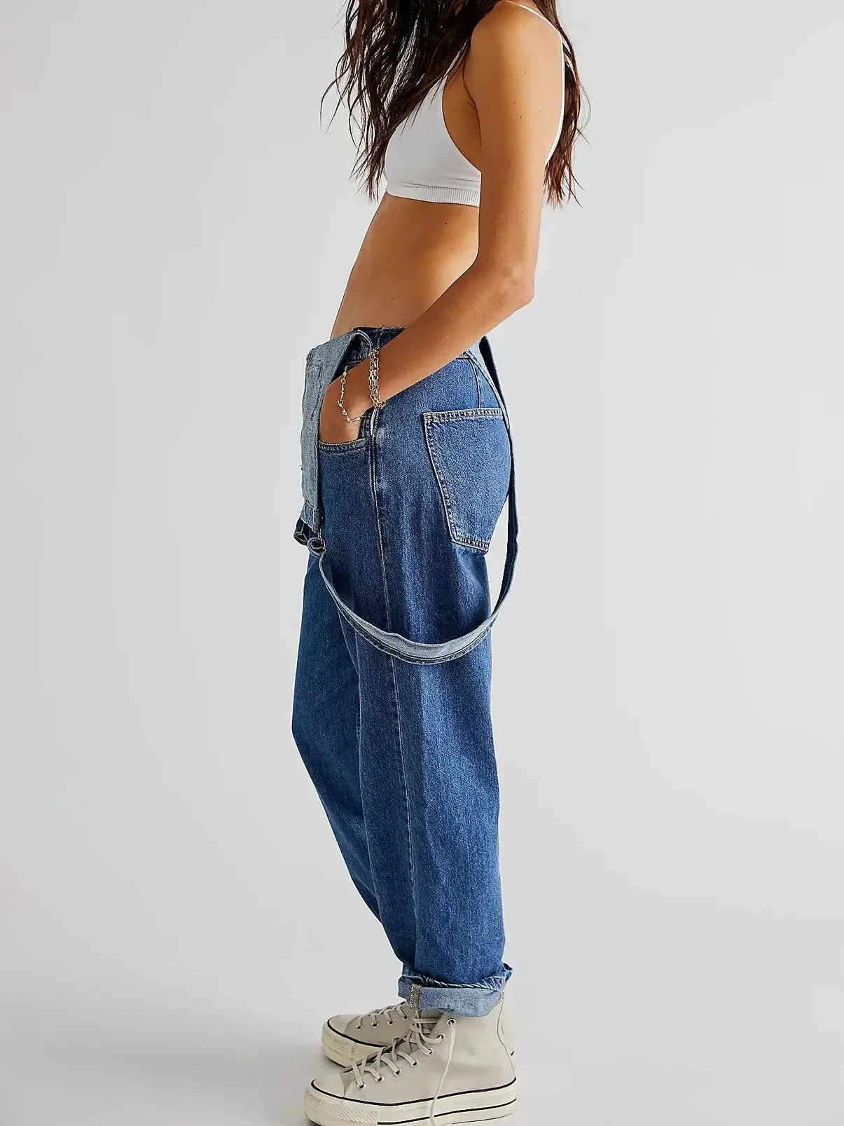 Blue Denim Overalls Jumpsuit Rompers Women Belted Hole Hollow Out E-girl Casual Work Pants Hot Y2k Jeans Long Pants Streetwear