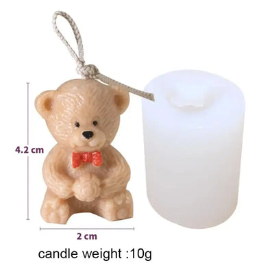 3D Teddy Silicone Candle Mold, Bow Tie, Heart, Mini Bear, Food Grade, Chocolate, Mousse, Cake Decor, Biscuit, Resin Soap Mould