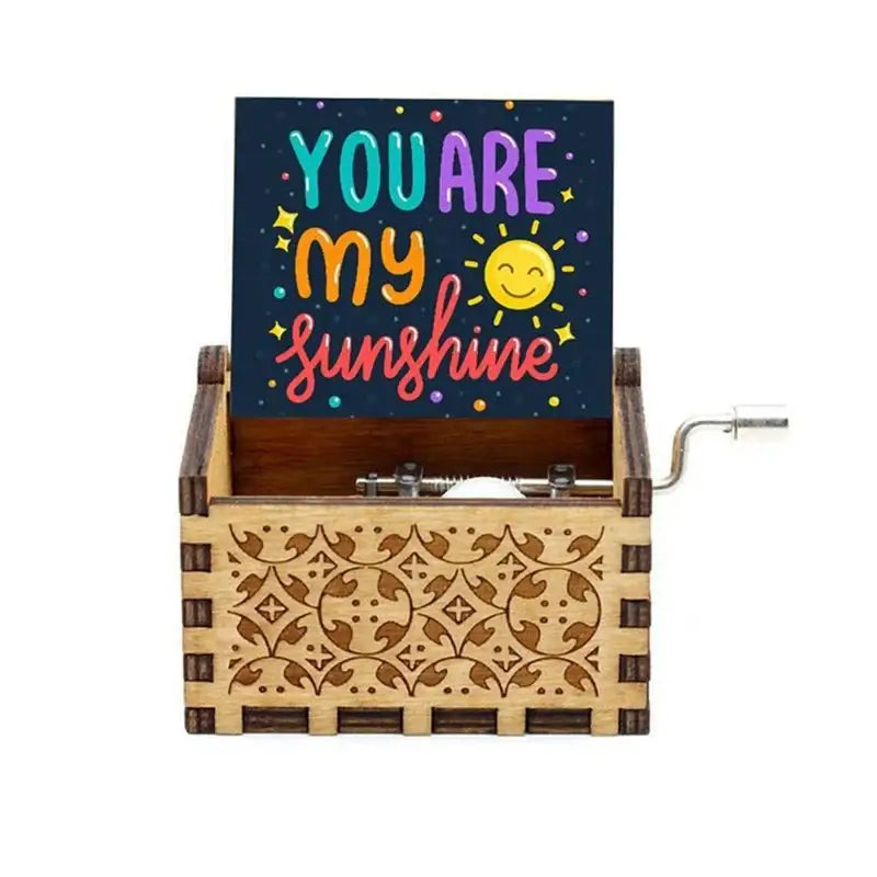 You Are My Sunshine Music Box, Color Printing Wooden Hand Crank Musical Box, Birthday Gift for Girlfriend, Children's Day Gift