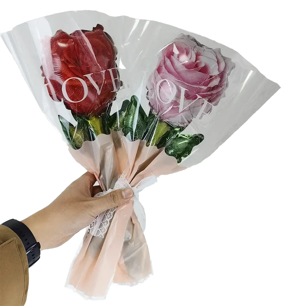 10/30/50pcs Mini Rose Flower Bouquet Holding Balloon Bouquet of Flower Balloon Valentines Day Mother's Day Party Wedding Decors