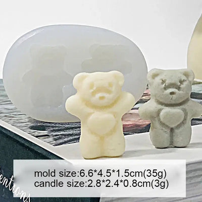 3D Teddy Silicone Candle Mold, Bow Tie, Heart, Mini Bear, Food Grade, Chocolate, Mousse, Cake Decor, Biscuit, Resin Soap Mould