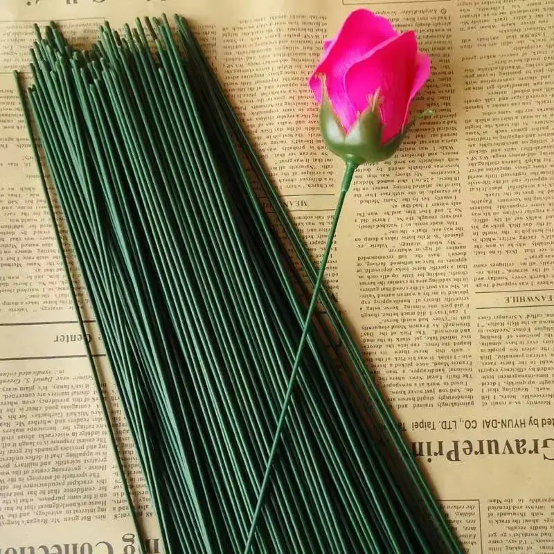 50/200pcs DIY artificial flower stick rose leaves f bouquet floral handmade craft Valentine gift Easter Birthday weddomg decor